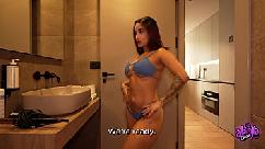 Convenci minha meia-irmÃ a ir para uma praia de nudismo mas primeiro eu a fodi forte